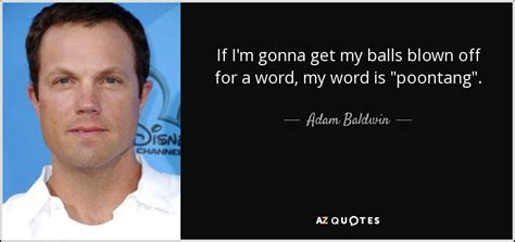 Adam Baldwin quote: If I'm gonna get my balls blown off for a...