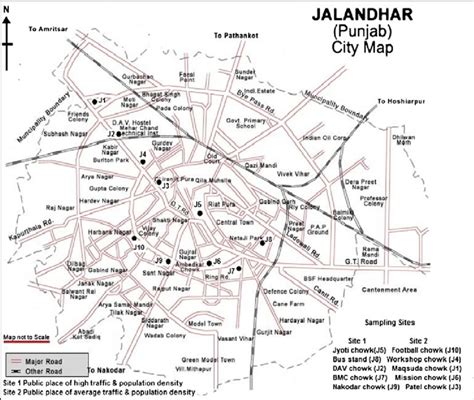 City map of Jalandhar showing sampling locations | Download Scientific ...