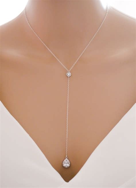 Crystal lariat y drop necklace with detachable backdrop chain. Backdrop chain, Bridal, prom ...