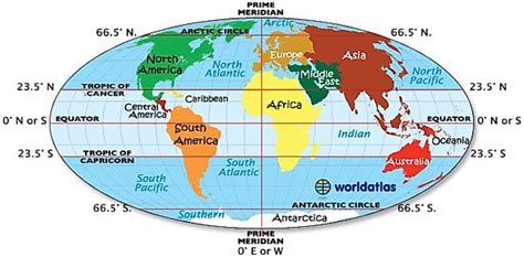 Equator Map, Tropic of Cancer Map, Tropic of Capricorn Map, Prime Meridian