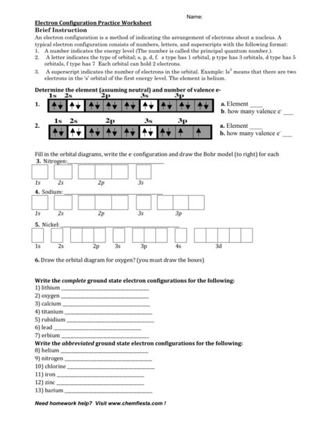 Electron Configuration Practice Worksheets