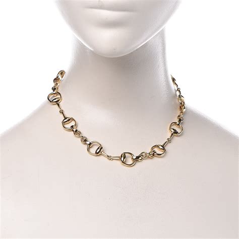 GUCCI 18K Yellow Gold Horsebit Necklace 307702