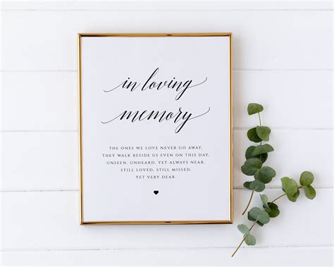 In Loving Memory Sign Printable Editable Template - Etsy