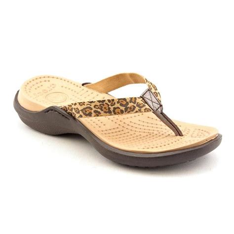 Crocs Women's 'Capri Leopard Print Flip-Flop' Basic Textile Sandals - 15399706 - Overstock.com ...