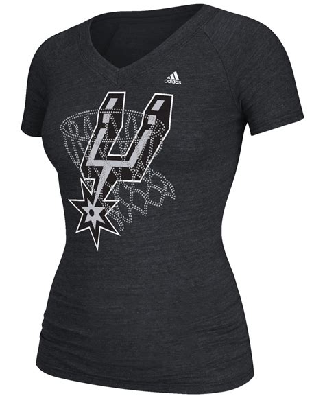 Adidas Women's Short-sleeve San Antonio Spurs V-neck T-shirt in Black ...