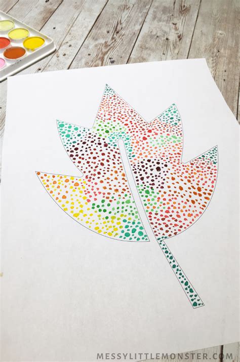 Pointillism Leaf Art for Kids - Messy Little Monster