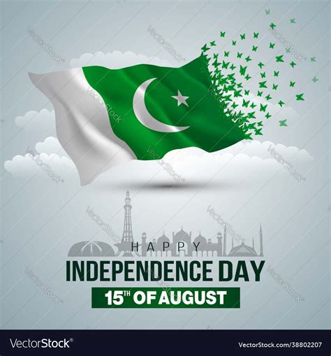 Happy independence day pakistan 3d flag Royalty Free Vector