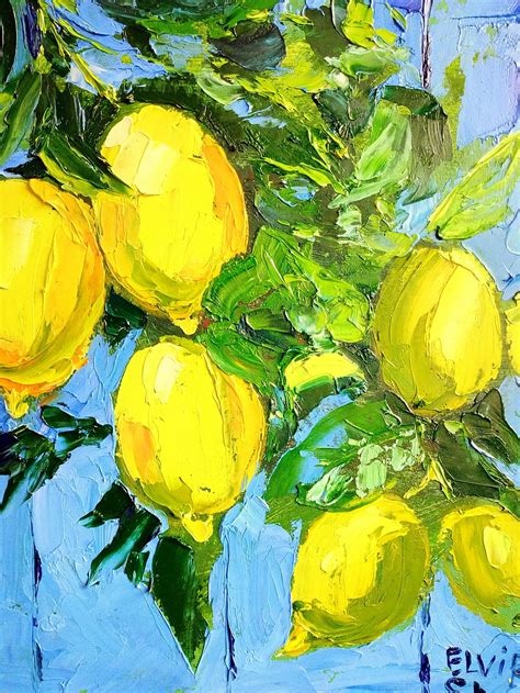 Lemon tree painting Fruit Original art Citron painting Lemon | Etsy