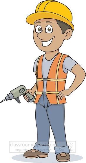 Construction Clipart-construction worker holding electric drill clipart