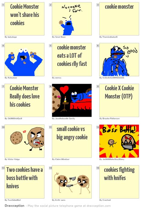 Cookie Monster won't share his cookies - Drawception