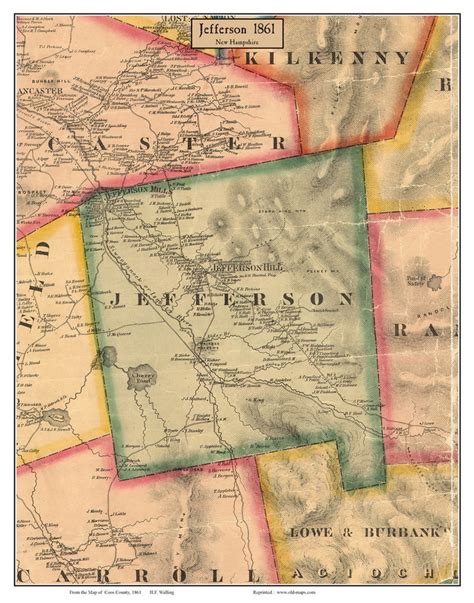 Jefferson, New Hampshire 1861 Old Town Map Custom Print - Coos Co. - OLD MAPS