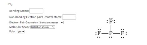 Solved PF3 Bonding Atoms: Non-Bonding Electron pairs | Chegg.com