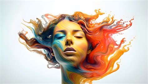 Premium AI Image | Colorful oil paint flow on human face Generative AI