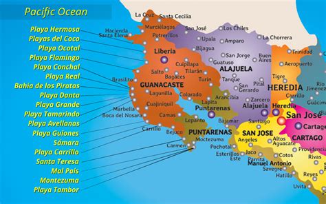 Map of Guanacaste and Nicoya Península Beaches in Costa Rica | Guanacaste costa rica, Costa rica ...
