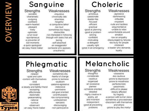 4 Different Personality Types - Sanguine, Choleric, Phlegmatic, & Mel…