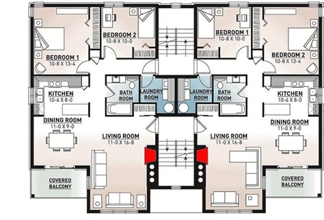 Plan 21425DR: 8-Unit Apartment Complex with Balconies | Small apartment ...