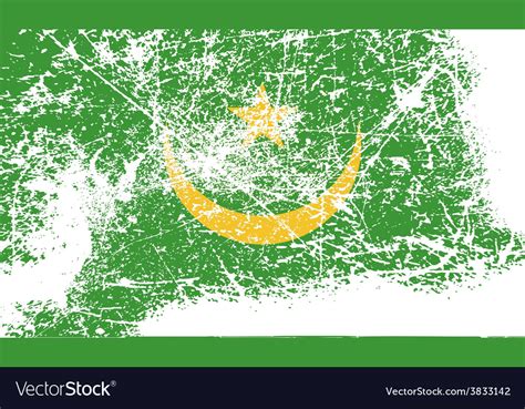 Flag of mauritania with old texture Royalty Free Vector