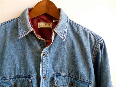 Vintage L.L. Bean Flannel Lined Denim Shirt Mens S