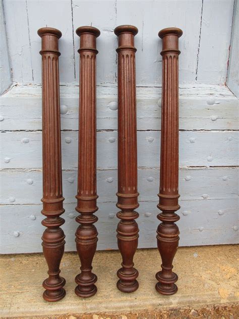 Lot of 4 Antique Carved Wood Columns | Etsy