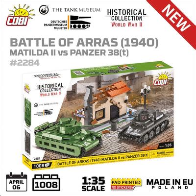 Battle of Arras (1940) Matilda II vs Panzer 38(t) diorama brick model - BRICKTANKS