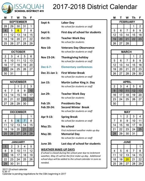 Issaquah School District Calendar | Qualads