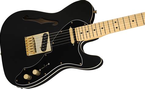 Fender Deluxe Telecaster Thinline Ltd (MEX, MN) - black satin Guitare électrique solid body noir