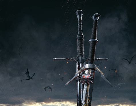 1366x768px | free download | HD wallpaper: two gray swords with black handles, weapons ...