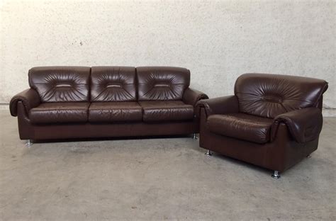 Midcentury Modern brown leather Sofa Seat Set, 1970's | #119277