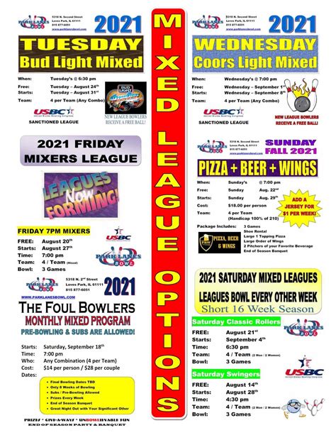 Bowling Leagues | League Bowling | Park Lanes Bowl | Loves Park, IL