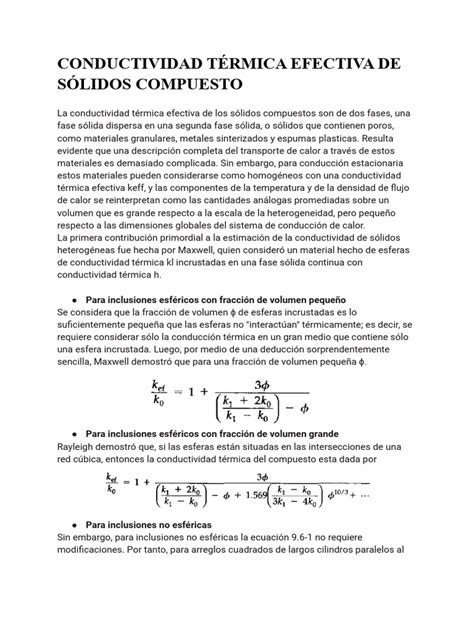 Conductividad Térmica Efectiva de Sólidos Compuesto | PDF | Conduccion ...