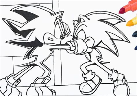 Sonic vs Shadow Coloring Pages - how to draw | findpea.com | Verbos, Pintar