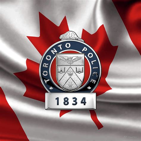 Toronto Police Service - T P S Officer Badge over Canadian Flag Digital Art by Serge Averbukh