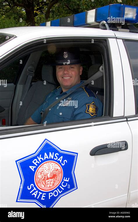 Arkansas State Police trooper and car in Ozark, Arkansas Stock Photo ...