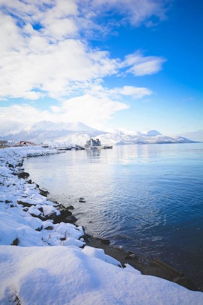 Premium Photo | View of beautiful ushuaia in winter.