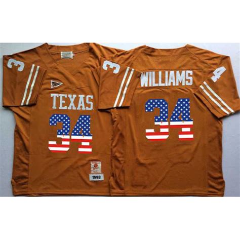 Texas Longhorns 34 WILLIAMS Orange NCAA Jerseys