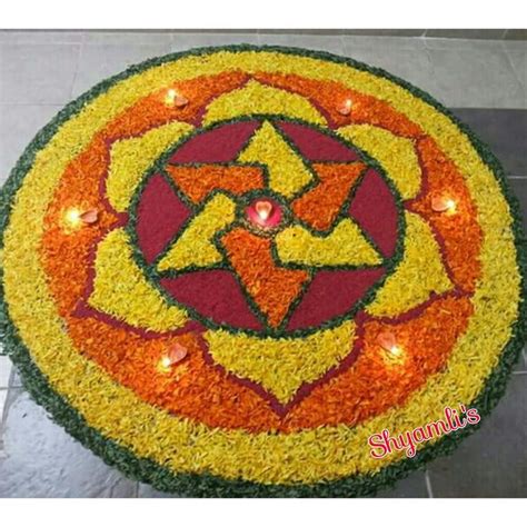 Pookalam design, Easy rangoli designs diwali, Onam pookalam design