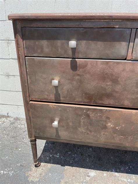 Antique Metal Dresser Simmons Rustic Chest of Drawers Furniture Bedroom ...