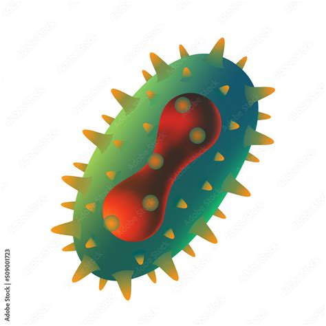 Close-up pox virus, patogen cell or bacteria molecule. Isolated element ...