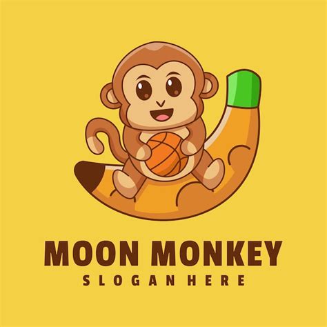 Premium Vector | Moon monkey cartoon logo template