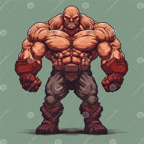 Muscle Man: a Realistic Snes Jrpg Boss Enemy in Pixel Art Stock ...