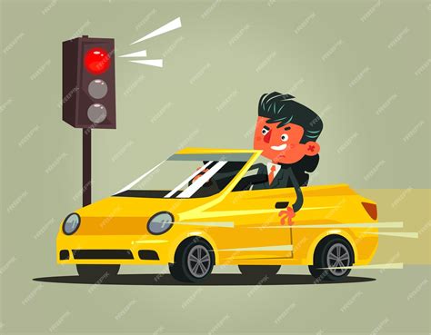 Premium Vector | Angry bad rushing driver car man character braking violation low rules and ...