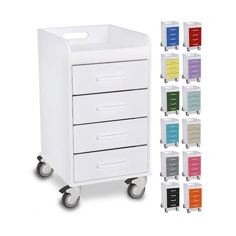 Compact 4 Drawer Locking Cart,Blue Drawers