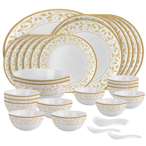 Cello Opalware Divine Series Royal Amber Dinner Set, 33Pcs | Opal Glass ...