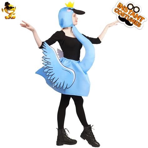 Women's Flamingo Costume Imitation Animal Mascot Blue Flamingo Party ...