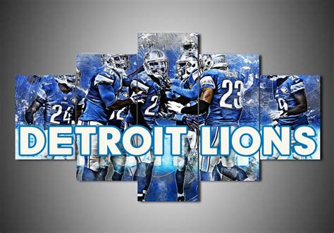 Detroit Lions 1 – Sport 5 Panel Canvas Art Wall Decor – Canvas Storm