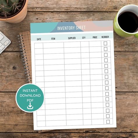 Editable Inventory Log Sheet Inventory Sheet Template Small Business ...