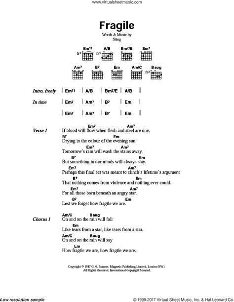 Fragile sheet music for guitar (chords) (PDF) v2