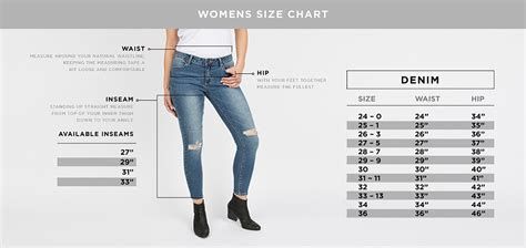 Jean Size Comparison Chart