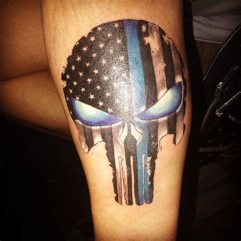 Blue Line punisher flag | Punisher tattoo, Tattoos, Line tattoos