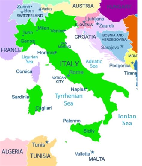 What Countries Border Italy Map